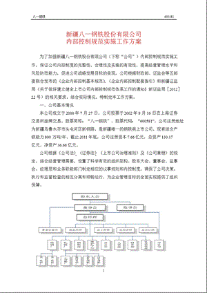 600581_ 八一钢铁内部控制规范实施工作方案.ppt