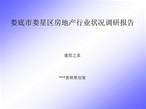 湖南省娄底市娄星区房地产行业状况调研报告.ppt