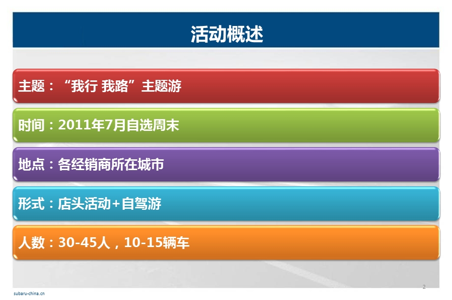 斯巴鲁汽车【我行我路】主题游活动策划方案.ppt_第3页