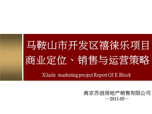 2011马鞍山市开发区禧徕乐项目商业定位、销售与运营策略131P(1).ppt