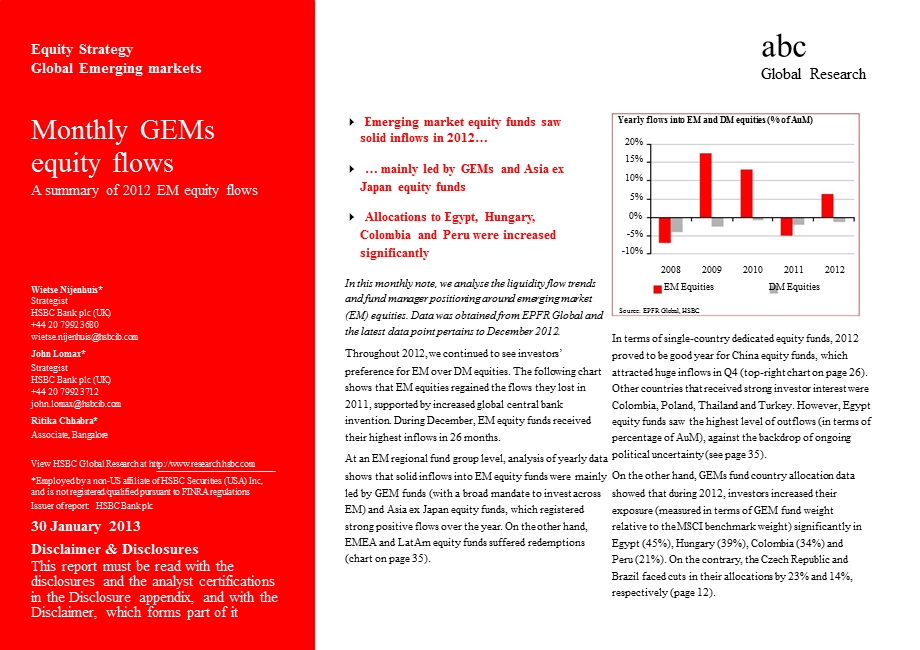 MONTHLY_GEMS_EQUITY_FLOWS：A_SUMMARY_OF_2012_EM_EQUITY_FLOWS-2013-01-30.ppt_第1页