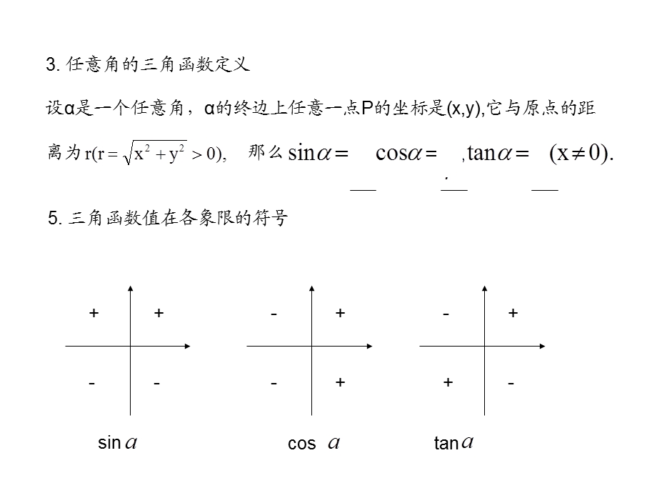 2011年高考数学总复习精品课件（苏教版）：第五单元第一节 任意角和弧度制及任意角的三角函数.ppt_第3页