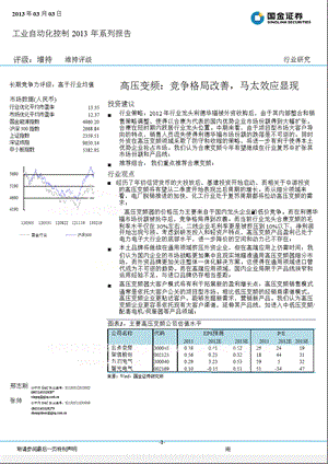 工业自动化控制行业2013年系列报告：高压变频竞争格局改善马太效应显现-130303.ppt