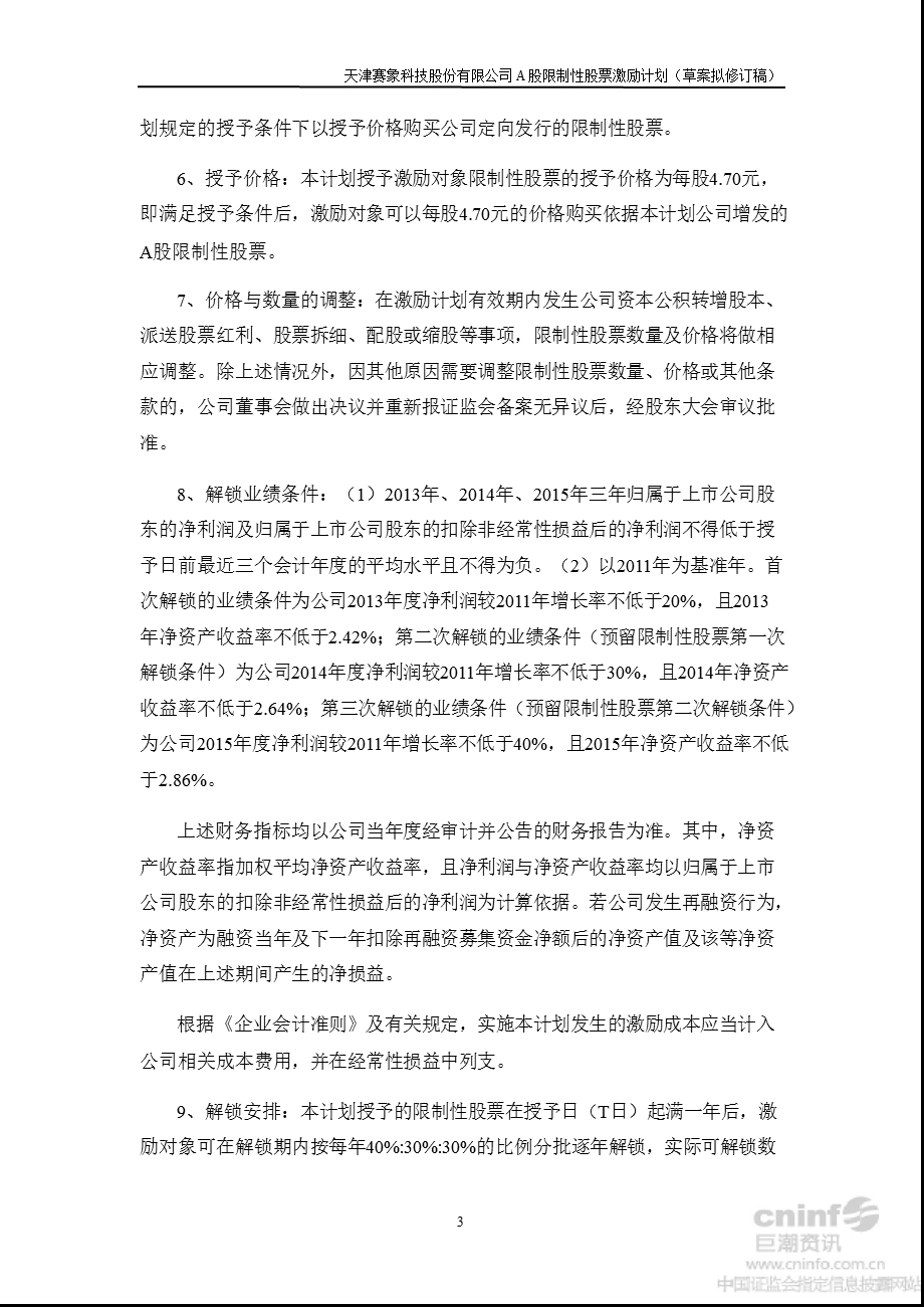 赛象科技：A股限制性股票激励计划（草案修订稿） .ppt_第3页