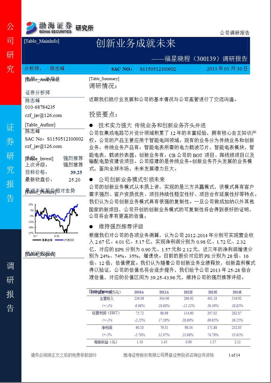 福星晓程(300139)调研报告：创新业务成就未来-2013-01-30.ppt_第1页