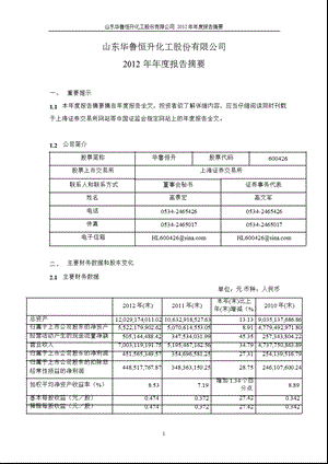 600426 _ 华鲁恒升年报摘要.ppt