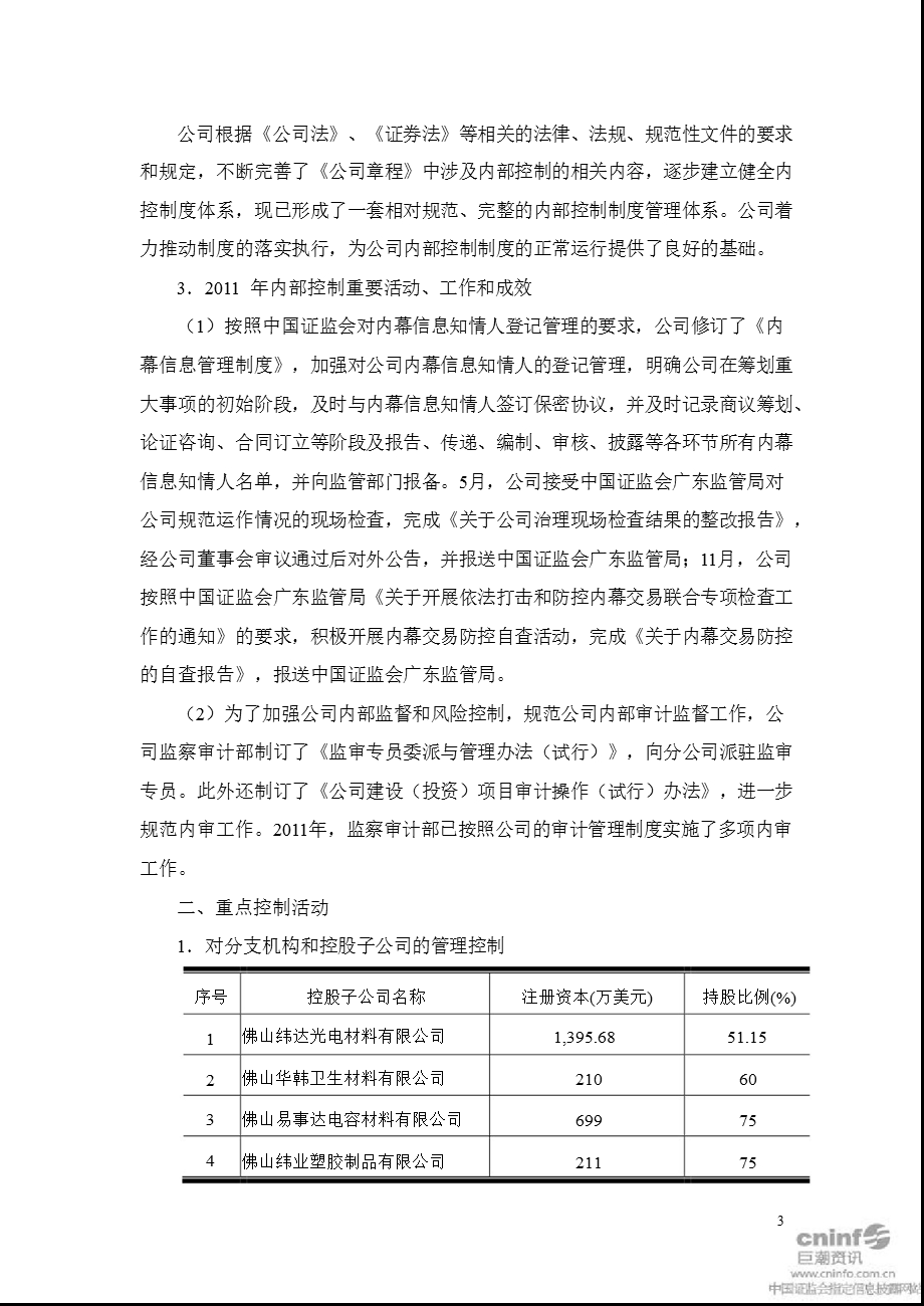 佛塑科技：2011年度内部控制自我评价报告.ppt_第3页