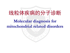 线粒体疾病的分子诊断.ppt