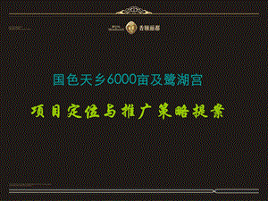 国色天乡6000亩及鹭湖宫项目定位与推广策略提案--房地产开发项目市场营销策划方案.ppt