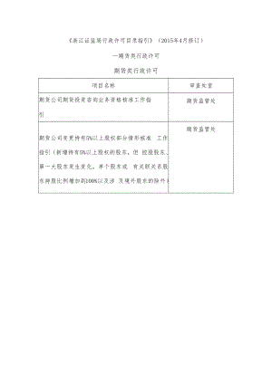 《浙江证监局行政许可目录指引》（2015年4月修订）.docx