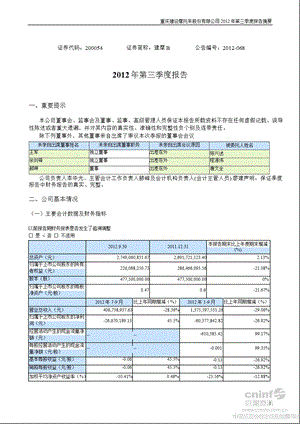 建 摩Ｂ：2012年第三季度报告正文.ppt