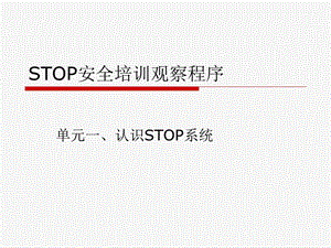 STOP安全系统培训教程.ppt