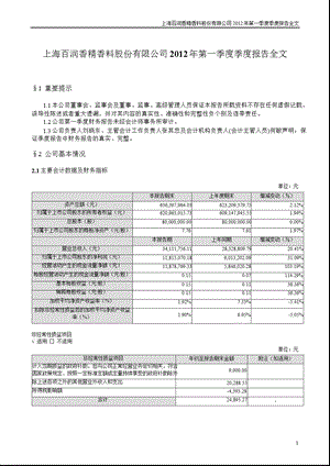 百润股份：2012年第一季度报告全文.ppt