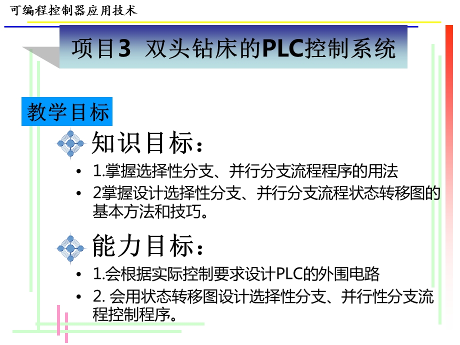 可编程控制器应用技术-项目3 双头钻床的PLC控制系统.ppt_第1页