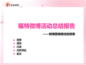 【广告策划-PPT】福特微博活动总结报告——微博营销模式的探索.ppt