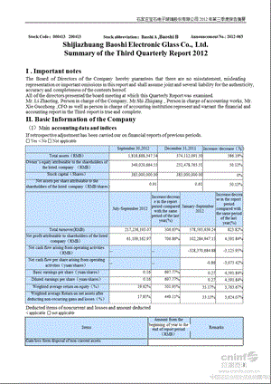 宝 石Ｂ：2012年第三季度报告正文（英文版） .ppt
