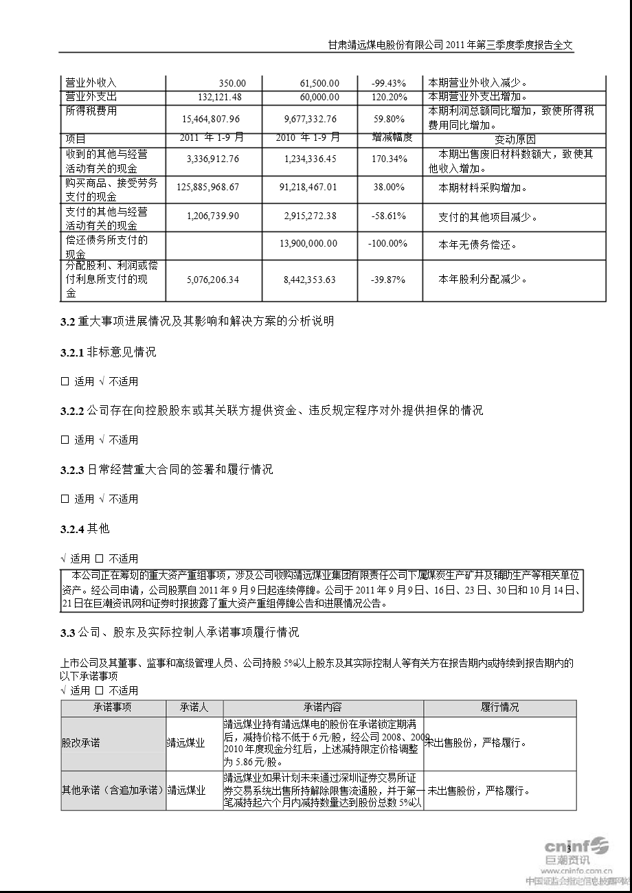 靖远煤电：2011年第三季度报告全文.ppt_第3页