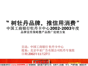 中国工商银行牡丹卡中心年度品牌宣传策略暨产品推广促销方案(1).ppt