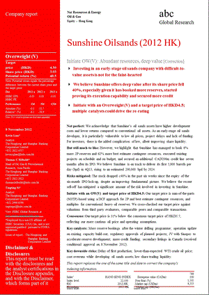 SUNSHINE_OILSANDS(2012.HK)INITIATE_OW(V)：ABUNDANT_RESOURCES_DEEP_VALUE_[CORRECTION]-2012-12-14.ppt