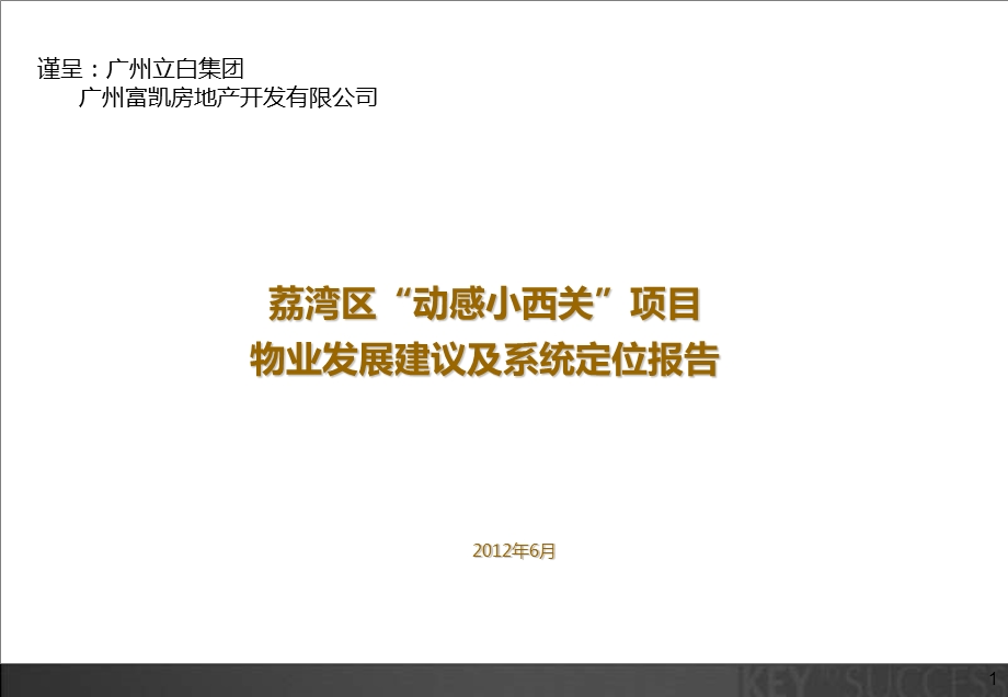 2012荔湾区动感小西关项目物业发展建议及系统定位报告.ppt_第1页