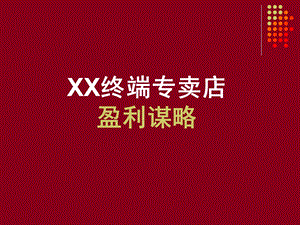 《XX专卖店盈利谋略（PPT 41页）》 .ppt