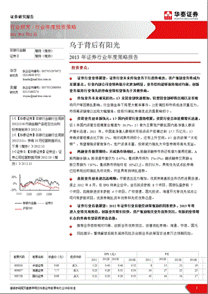 2013年证券行业年度策略报告：乌于背后有阳光-2012-12-07.ppt