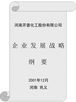 河南开普化工股份有限公司企业发展战略规划全套文件--发展战略纲要.ppt