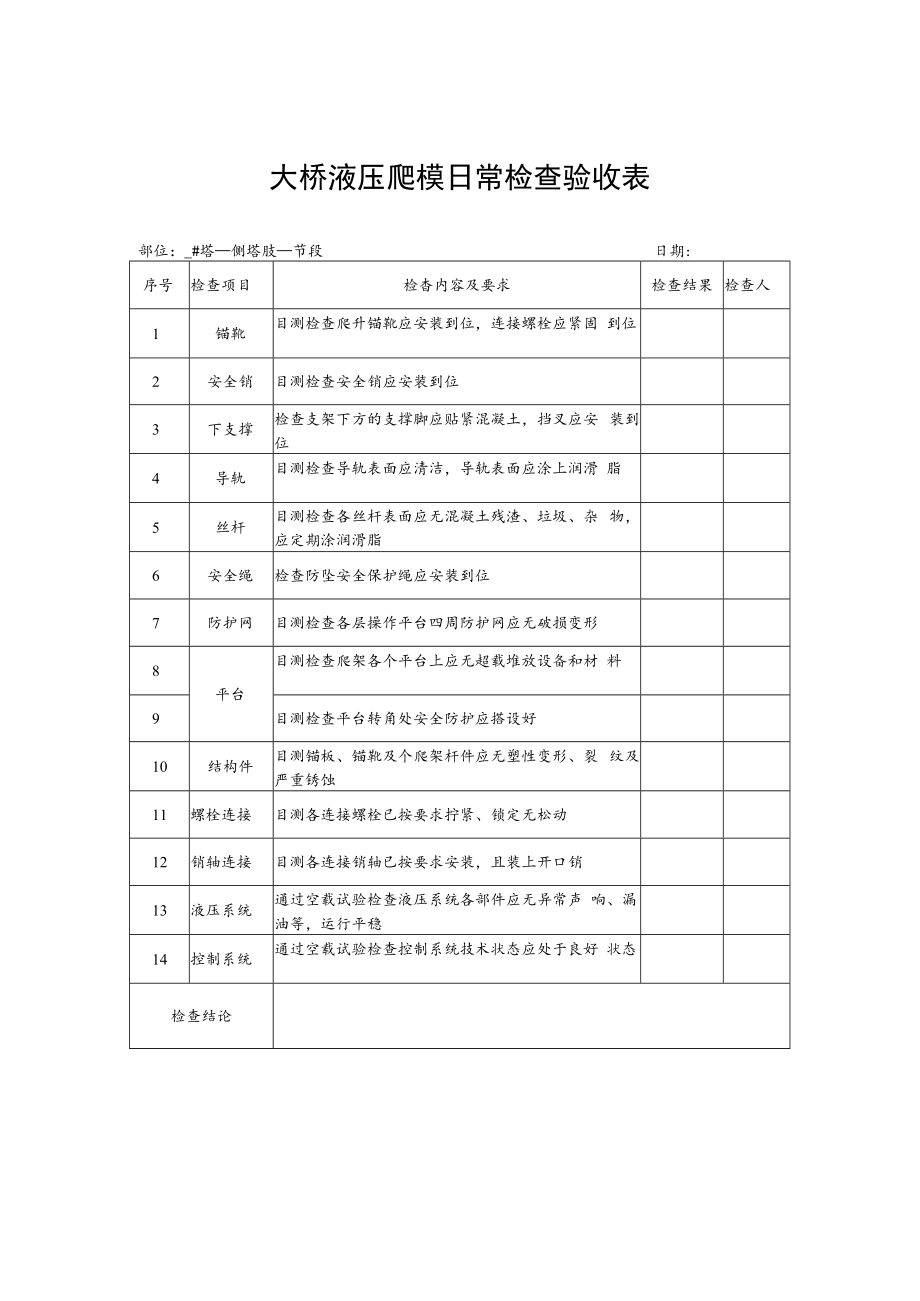 2022《大桥液压爬模日常检查验收表》.docx_第1页