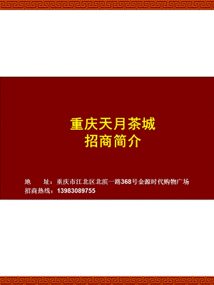 重庆江北天月茶城项目招商手册.ppt