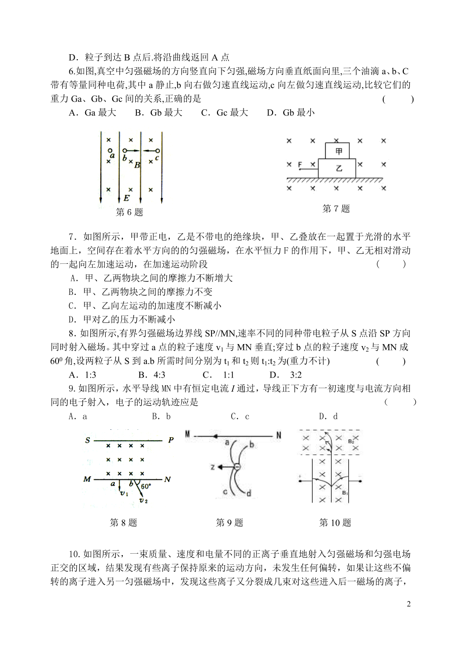 磁场单元测试-电视显像管应用了电子束磁偏转的道理.docx_第2页