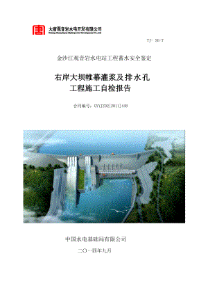 右岸大坝帷幕灌浆及排水孔工程W2标安全鉴定报告.docx