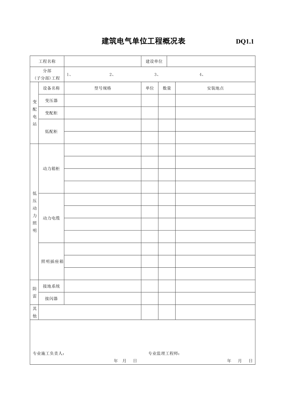 建筑电气工程施工验收汇总表.docx_第1页