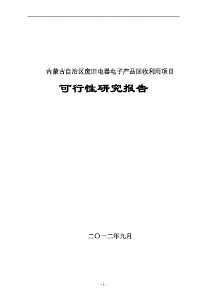 内蒙古自治区废旧电器电子产品回收利用项目可行性研究.docx