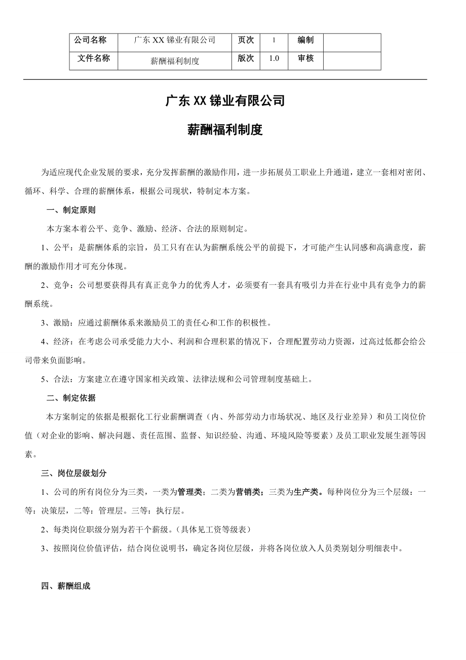 化工企业薪酬管理方案.docx_第1页