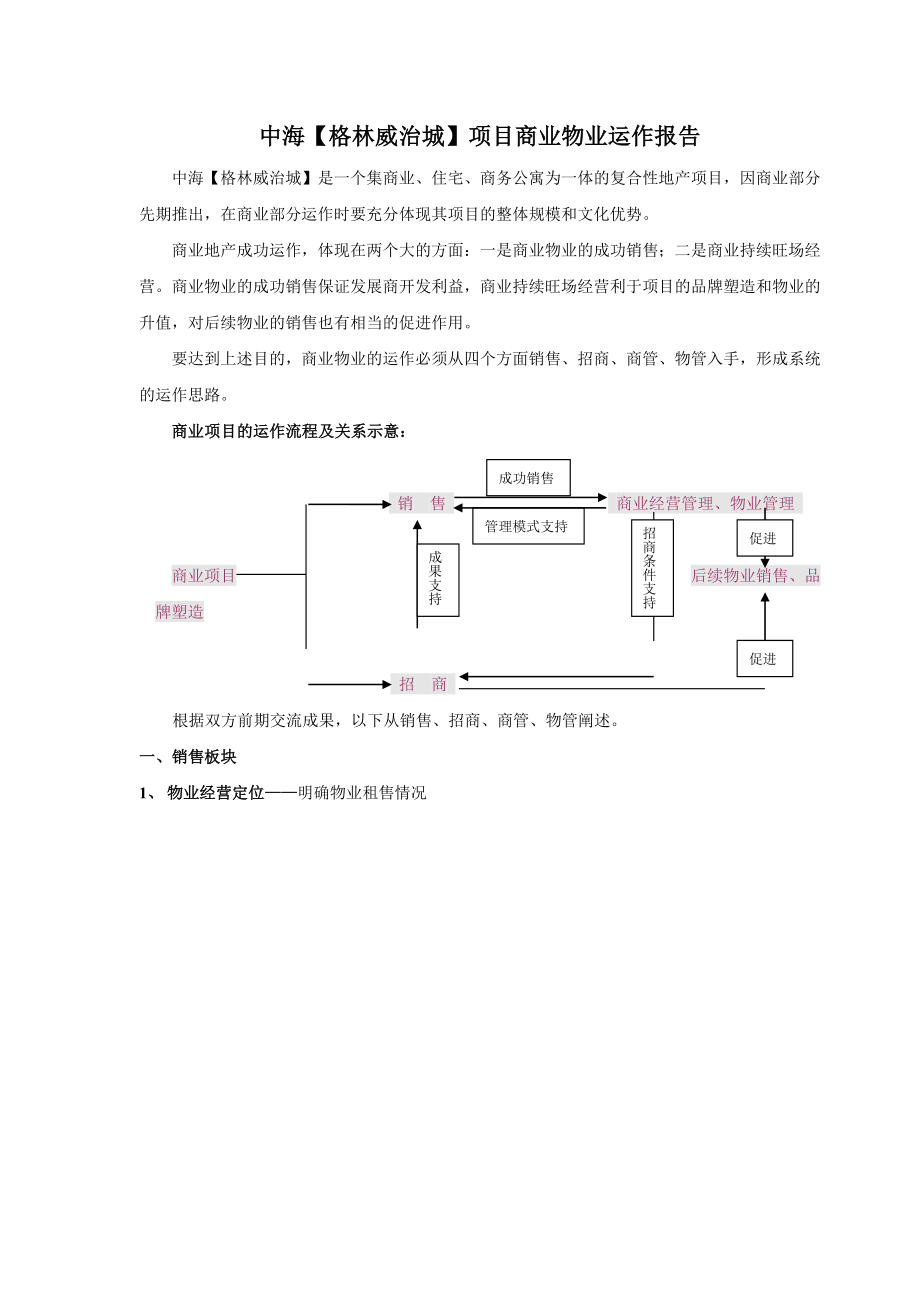 某地产项目商业物业运作报告.docx_第1页