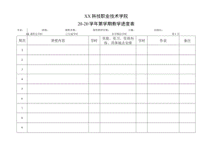 XX科技职业技术学院X学年第X学期教学进度表.docx