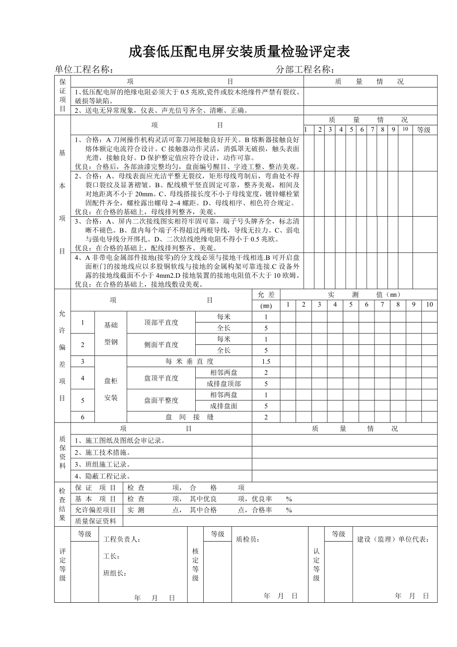 煤炭部验评表格(电气).docx_第1页