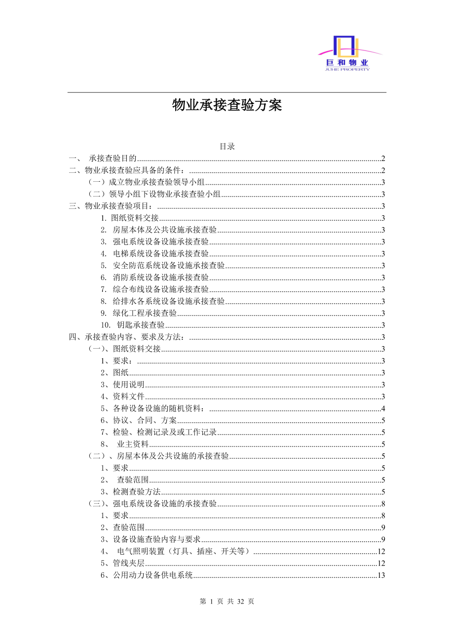 物业承接查验方案（DOC33页）.docx_第1页