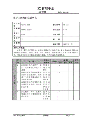 某航空物流公司电子工程师职位说明书及关键绩效标准.docx