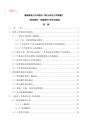 湖南省电力公司执行《国家电网公司电力安全工作规程》(.docx