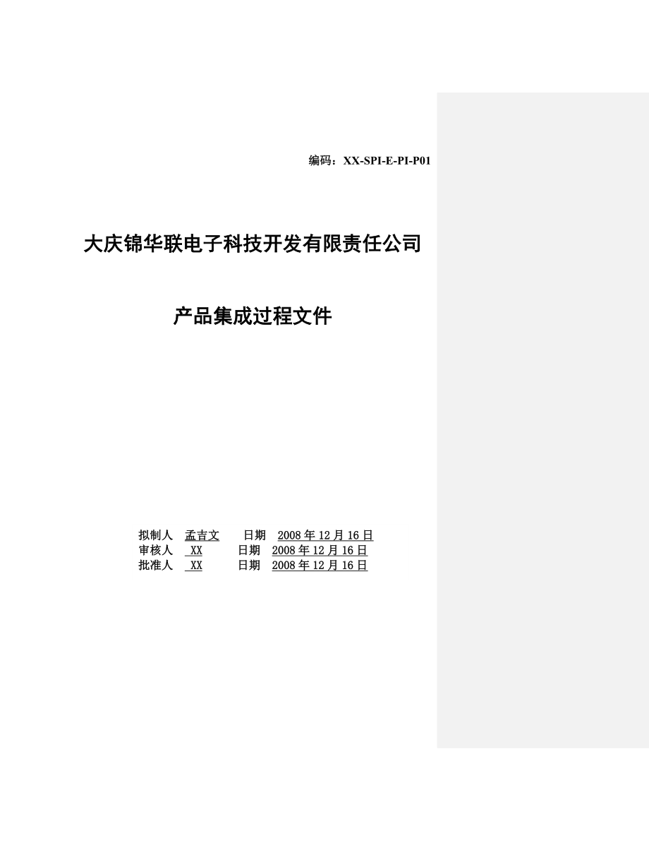 某电子科技开发公司产品集成过程文件.docx_第1页