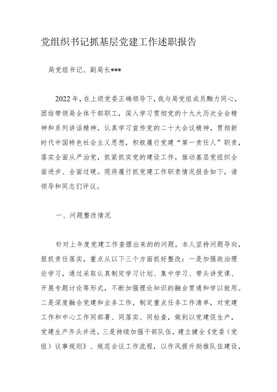 党组织书记抓基层党建工作述职报告.docx_第1页