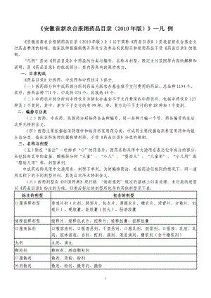 《安徽省新农合报销药品目录(某某年版)》.docx