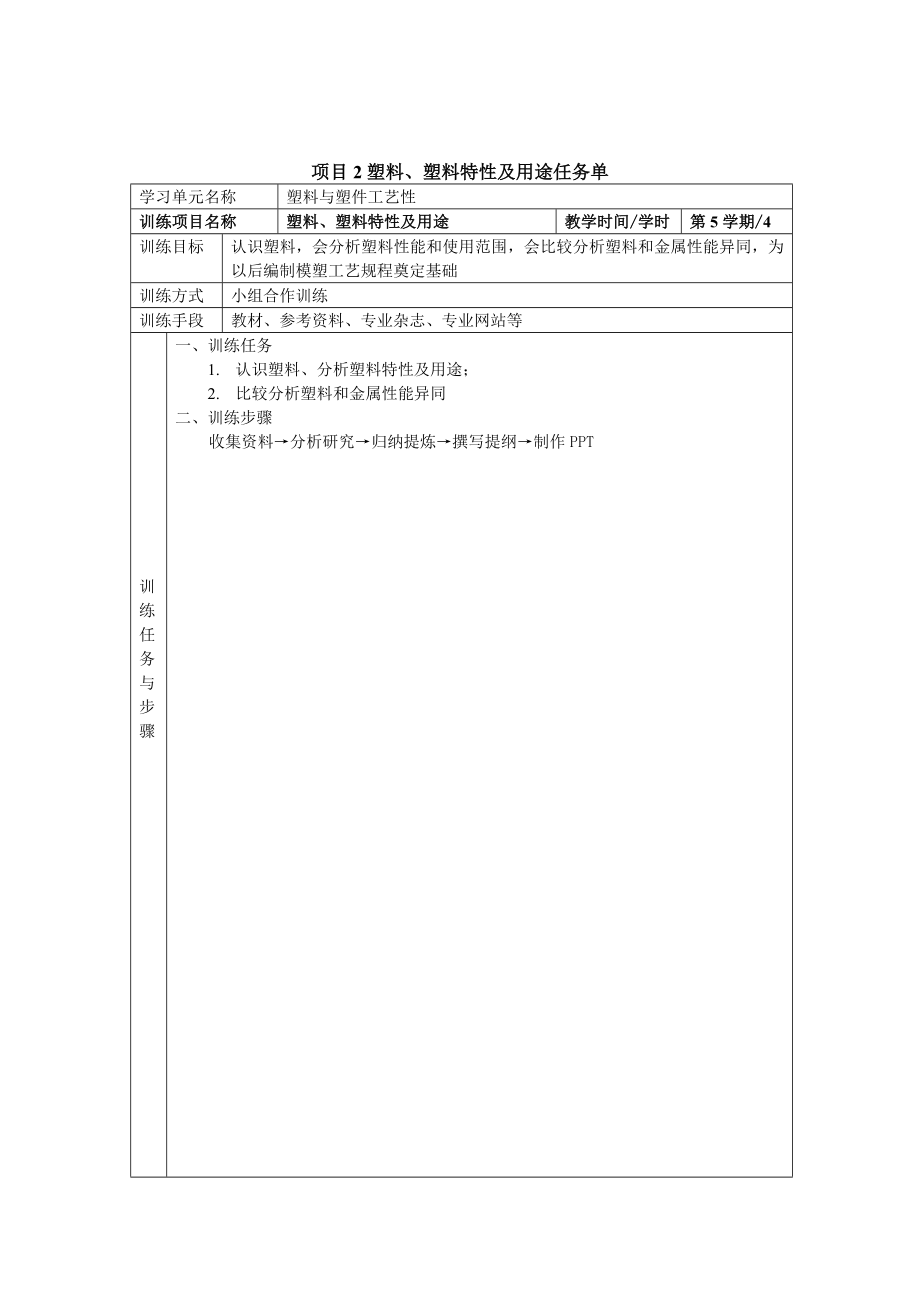 《塑料模具设计》训练项目任务单.docx_第2页