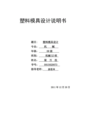 塑料模具设计与制造说明书.docx