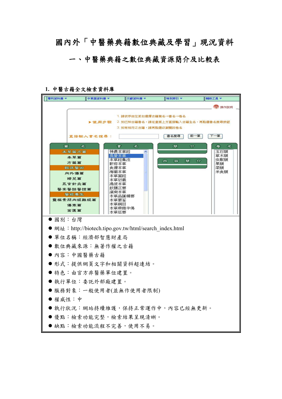 国内外中医药典籍数位典藏及学习现况资料.docx_第1页