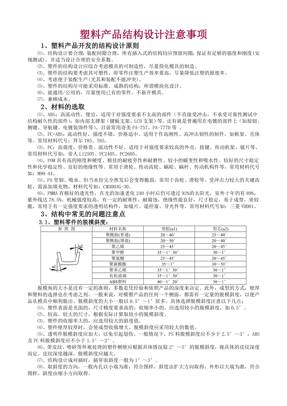 塑料产品结构设计应注意事项.docx_第1页