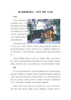 嵩山旅游最佳景点少林寺.docx