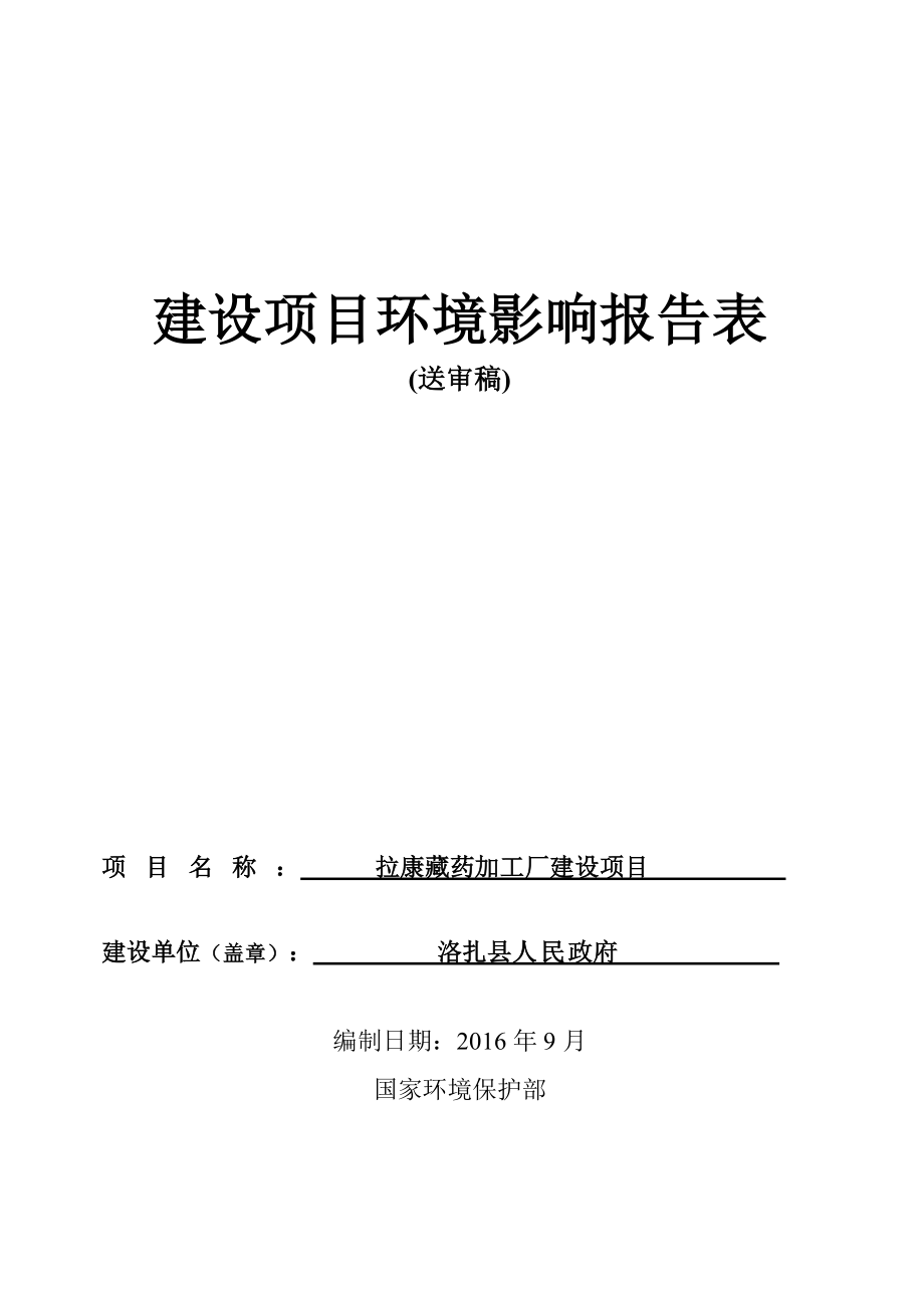 某药加工厂建设项目环境影响评价表.docx_第1页