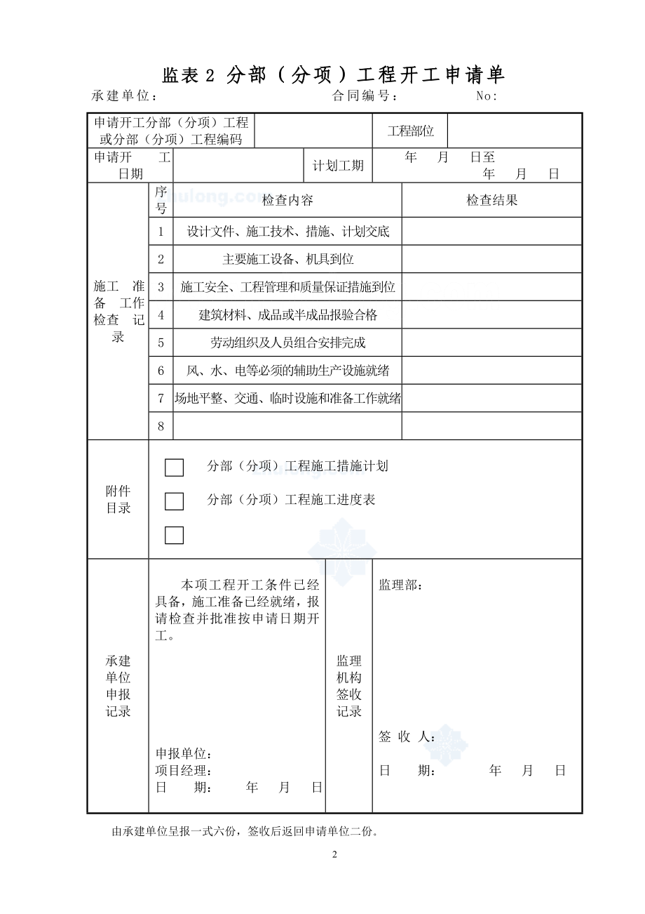 水利水电工程常用验收表格108个(包含水利水电锚索验收表格).docx_第2页